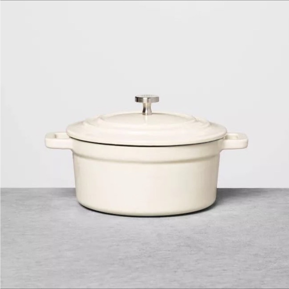 .5qt Enameled Cast Iron Mini Dutch Oven Cream - Hearth & Hand™ with Magnolia